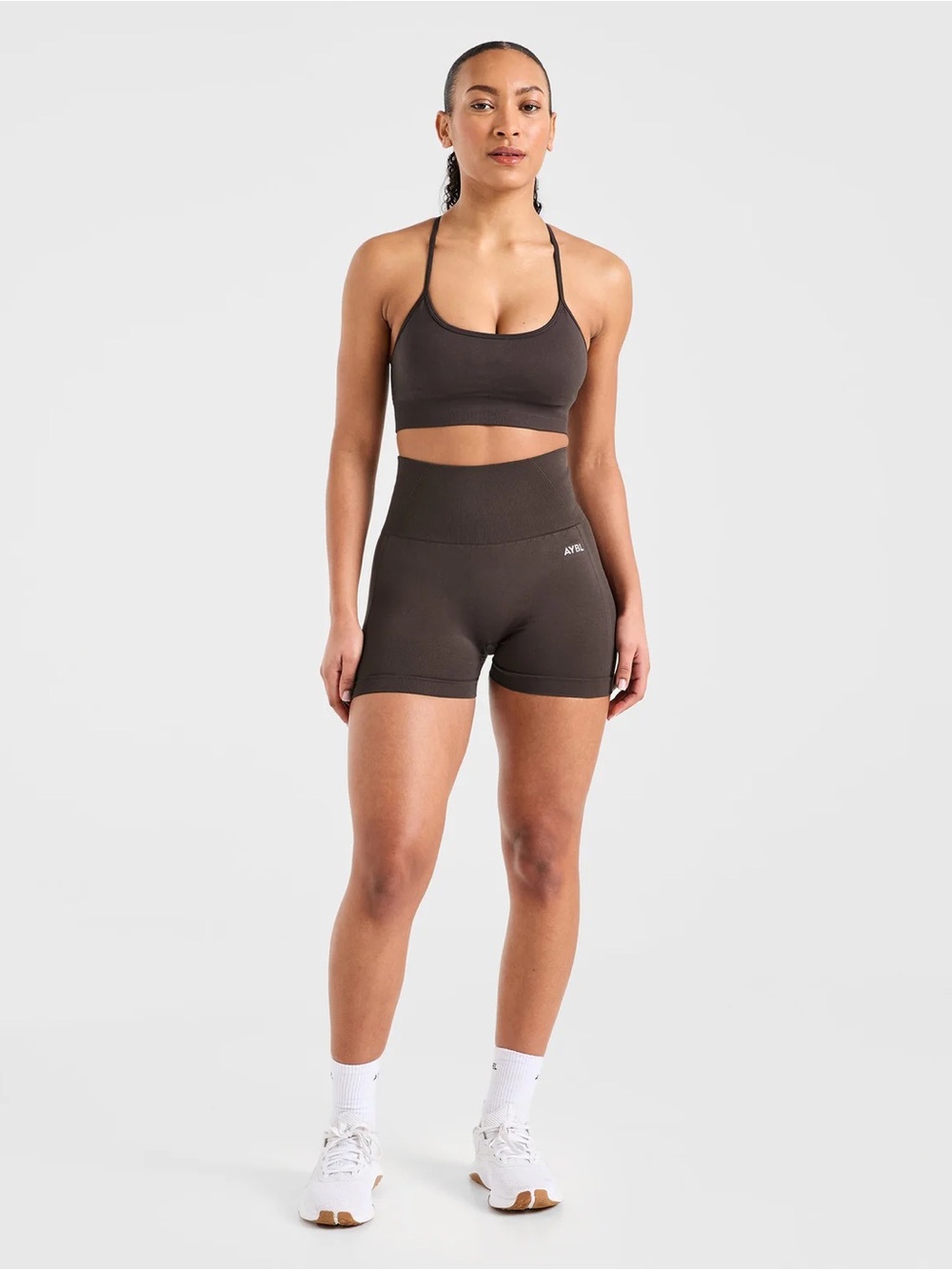 AYBL Empower Seamless Sports Bra & Short Set - Cocoa Brown